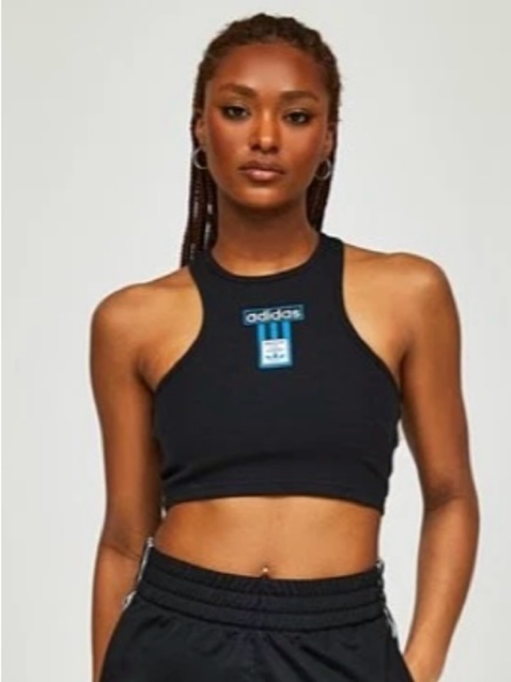 Adidas Black Crop Top Tank with Blue Accents BNWT sizes xs-xl